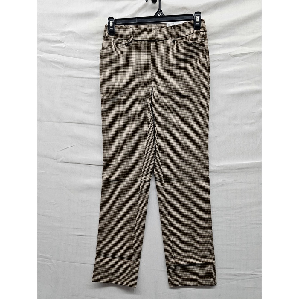 Rafaella Womens Houndstooth Pants Khaki Viscose Blend Casual Size 4